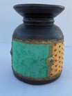 Vintage Indian Wooden Cloth Decorated Pot Wood 7 5   container India