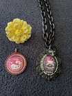 Tarina Tarantino Women   s 3pc Mixed Lot Necklace Pendant Brooch Pink Yellow