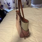 Michael Kors Logo Tote Bag Medium Zip Top  Lined  Pockets Pink brown beige