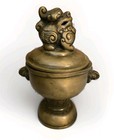 Chinese Bronze Incense Burner Lion Mask Squat Form Xuande Late Ming Early Qing