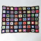 Handmade Crochet Granny Square Afghan Throw Blanket Multicolor Black Boho 50x64