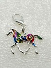 Horse Multicolor Enamel Silver Alloy Zipper Pull Purse Charm Dangle Jewelry