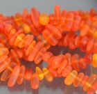 Pebble Beads tangerine Orange W frosted Matte Sea Glass Finish  6x9mm  22 Psc 