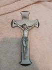 Casket Crucifix Parsons 115  Jesus On Cross Silver Tone Metal Vintage Antique 