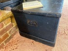 Old Antique Pine Chest  Vintage Wooden Storage Trunk  Blanket Box  Coffee Table 