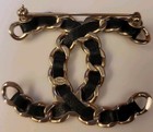 Authentic Chanel Cc Logo Pin Brooch Gold Black Leather Huge  Excel 2019 Sold-out