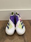 Adidas Soccer Cleats White Purple Neon Studded Sole Lightweight Performance