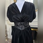 Vintage Black Seneca Dress Puff Sleeve Disco Glam Whimsigoth 70s 80 s