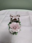 Nuova Capodimonte Vintage Pink Roses In Basket With A Boe On Top Of Handle