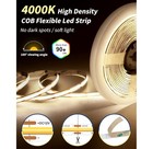 Cob Led Strip Lights Kit With Remote   48w Power Supply  4000k White 16 4 Ft New