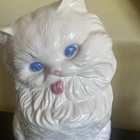 Vtg Mid Century White Ceramic Persian Cat Figurine Blue Eyed Sassy Kitty Mcm
