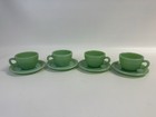 Fire King Jadeite Heavy Restaurant Ware Tea coffee Cups   Saucers Set Of 4