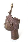 Vintage Benin Ife Bronze Head Yoruba Tribe Nigeria - Oni King Olokun Sculpture