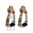 Horse Western 5  Wide Turquoise Stone Aluminum Copper Barrel Stirrups 51237
