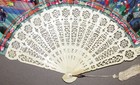 Wonderful C1870 Chines Mandarin  fan Of A Thousand Faces - Bone Sticks