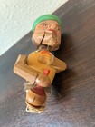 Vintage Wood Cork Stopper Man Drinking  Working Animated Arm Lever W Bottle