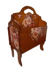 Vtg French Old Country Rose Wood Rustic Magazine Holder Rack Floral Shabby Chic