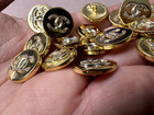 Lot Of 22 Vintage Chanel Gold Color Metal Button Cc Logo In Silver High Relief