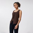 Women s Square Neck Sleeveless Front Bow Tie Closure Vest Top - A