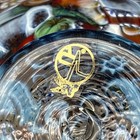 Rare Vintage 1950s Murano Millefiori Glass Bowl 6  Footed Gold Rooster Label