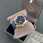 Bulova 97b168 Marine Star Blue Dial Rubber Strap Men s Chronograph Quartz Watch