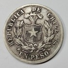 1877 Chile Silver Peso Large Size Crown Coin Nice Patina Original  t841