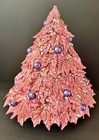 Vintage Rare Ceramic Pink Purple Holly Leaf Christmas Tree Atlantic Mold 16 X 17