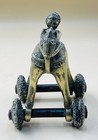 Original Antique 19th Century Indian Brass Horse Toy With Rider Temple Offering