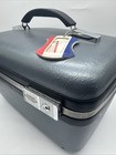 Vtg blue  gray American Tourister     carry On Luggage Train Case W  Mirror