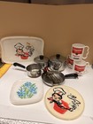 Vintage Pretend Play Toy Kitchen Lot Revere Style Metal Pots   Pans Cambells