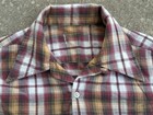 Vintage 50s 60s Plaid Loop Collar Button Shirt Size M Rockabilly Shadow