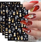 8 Sheets Glitter Christmas Nail Art Stickers Decals Self-adhesive Holiday Gol   