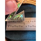Vintage Sterling Silver Abalone Z Brooch Modernist Pin 925 Signed Mexico  worn 