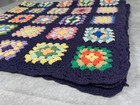 Handmade Crochet Granny Square Afghan Throw Blanket Navy Multicolor 54x54
