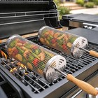 304 Stainless Steel Rolling Grill Basket For Vegetables  2pcs   Removable