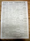 1869 Topeka Kansas Newspaper During Era Of Wild Bill Hickok As Marshal Hays Ks