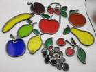 Orange Signed By Artist Rubins Vtg Handmade Stained Glass Sun Catcher Window