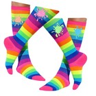 Slime Knee High Socks Neon Rainbow Striped Girls Long Socks Kids Footwear 