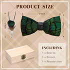 Feather Bow Ties For Men  Handmade Pre-tied Bow Tie And Brooch Set  Gift Box