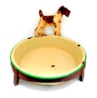 Antique Hubley Usa Cast Iron Dog Food   Water Bowl Stand Holder W  Metal Bowl