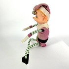 Vintage Christmas Elf Pixie Poseable Britestar Purple Striped Limbs Japan 001