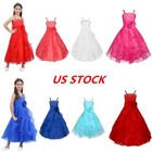 Us Kids Girls Rhinestone Organza Flower Dress Wedding Pageant Holiday Prom Gown