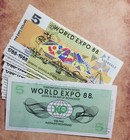      1988  Australia World Expo 88   5  Five Expo Dollars - Unc - 1 Banknote