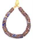 14 Venetian Antique Brown Multi Color Millefiori African Glass Trade Beads- 2261