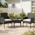 3-piece Patio Furniture Set  Outdoor Wicker Bistro  Black