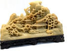 Vintage Chinese Asian Hand Carved Soapstone Sculpture Scenic Intricate 4 25x7