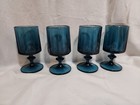 Set Of 4 Vintage Colony Nouveau Riviera Blue Teal Octagonal Water Goblet Glasses