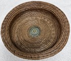 Vintage Native American Indian Woven Round Design Basket With Beaded Center