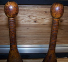 2 Antique Textured Handled Indian Club Exercise Pieces From The Victorian Period