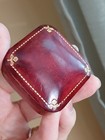 Vtg Small Italian Burgundy Leather Embossed Ring Jewelry Trinket Box